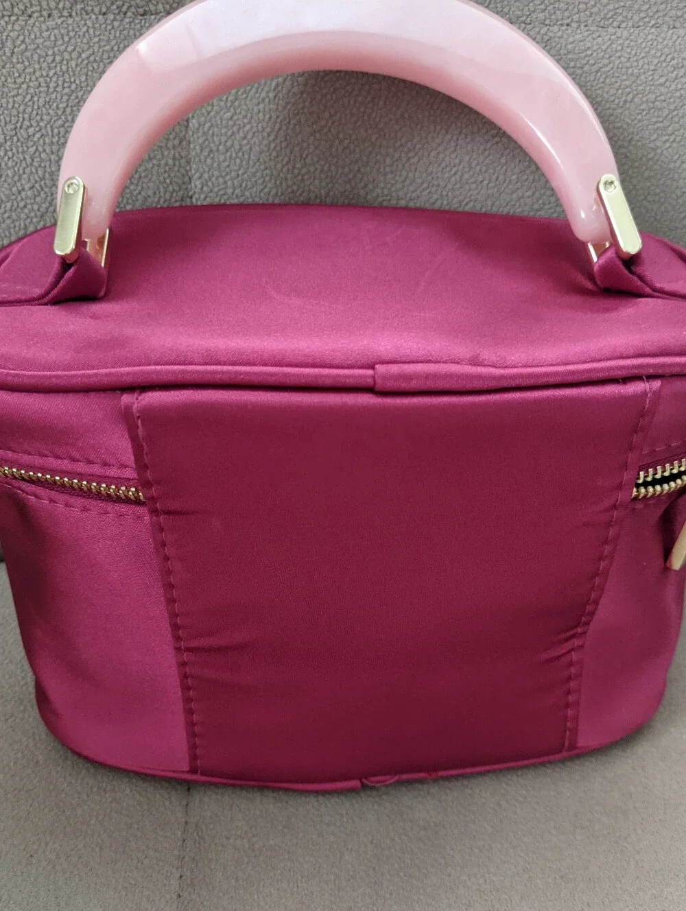 CAROLINA Herrera Pink Satin Top-Handle Cosmetic Bag